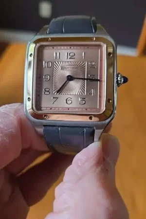 Montre homme Cartier Santos Dumont XL en acier et or rose à remontage manuel, réf. W2SA0025